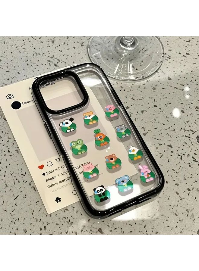 Animal Zongzi Acrylic Transparent Anti Drop Phone Case Black Edge Compatible with iPhone 14 Plus - Image 2
